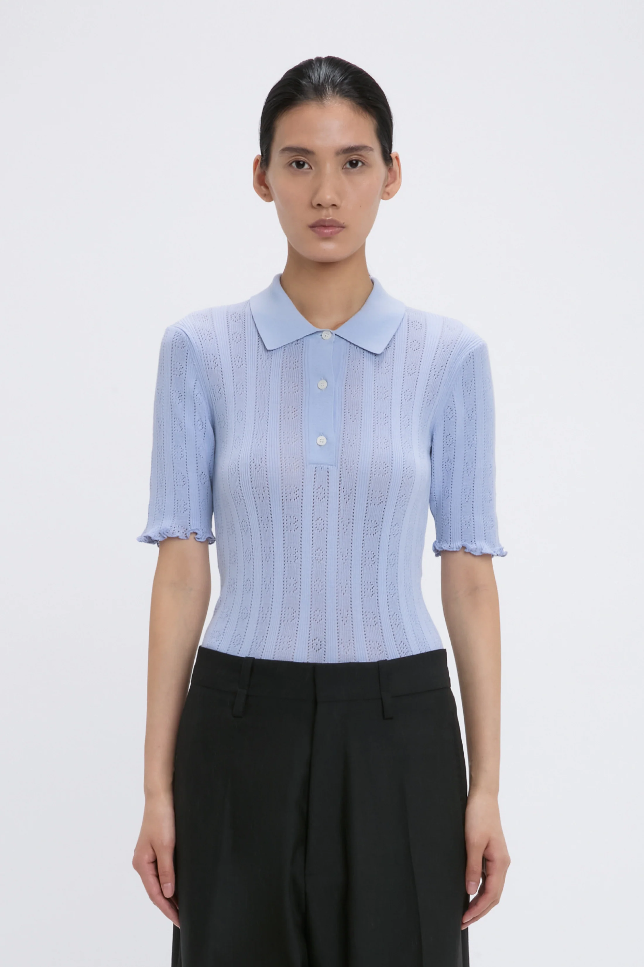 3339-frill-polo-top-in-cloud-blue-1.webp Frill Polo Top In Cloud Blue