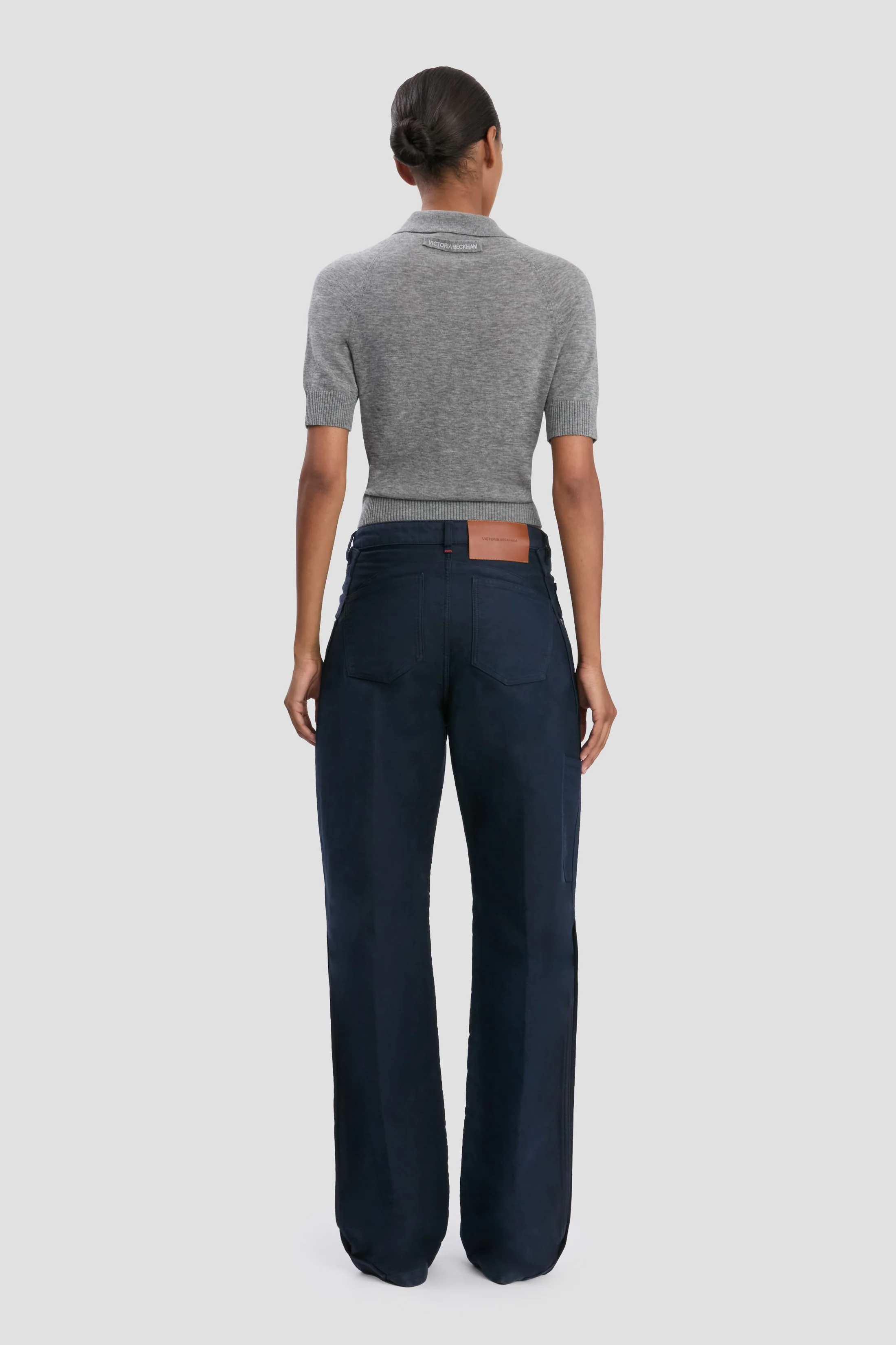 Polo Top In Grey Marl