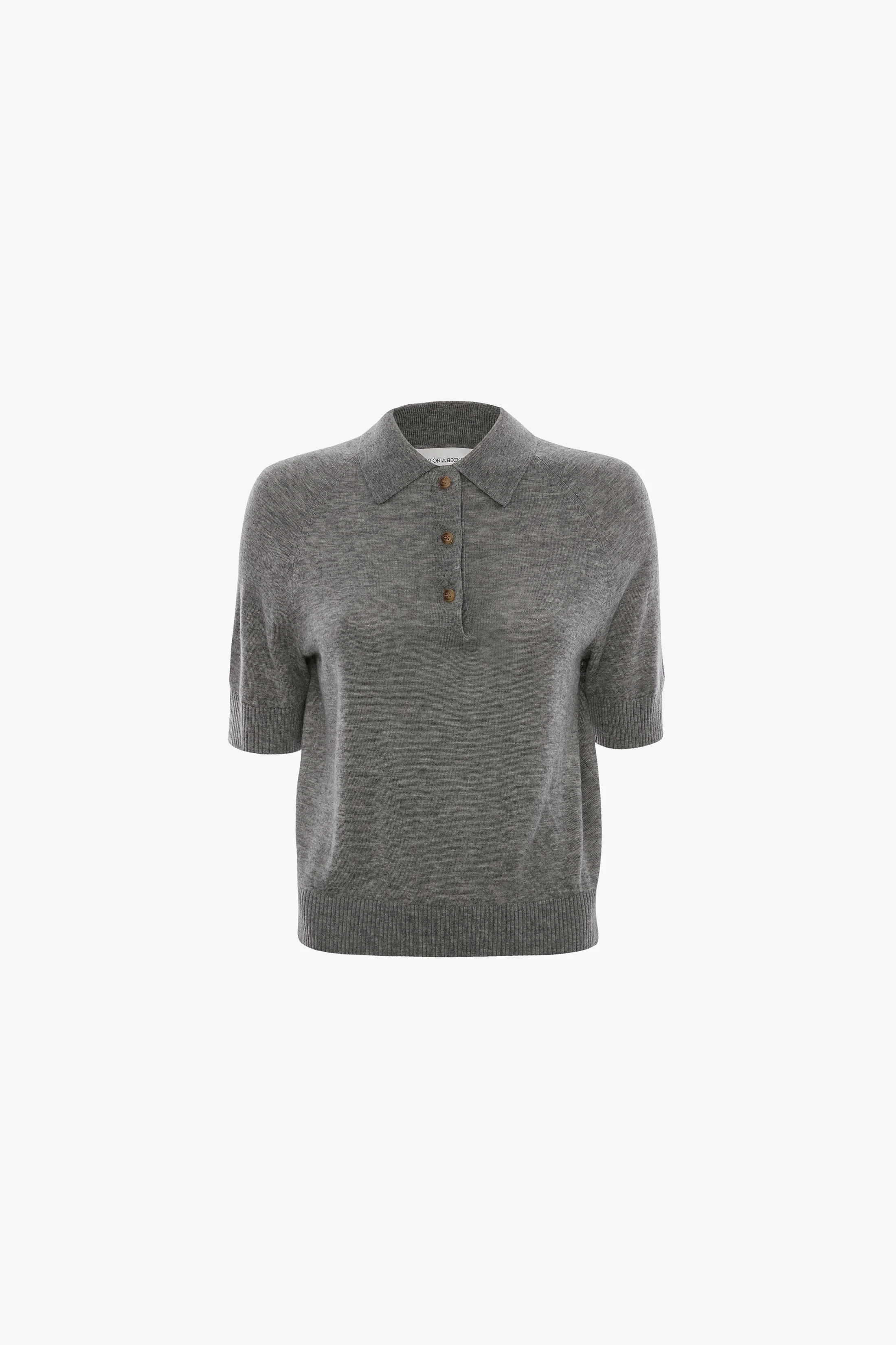 Polo Top In Grey Marl