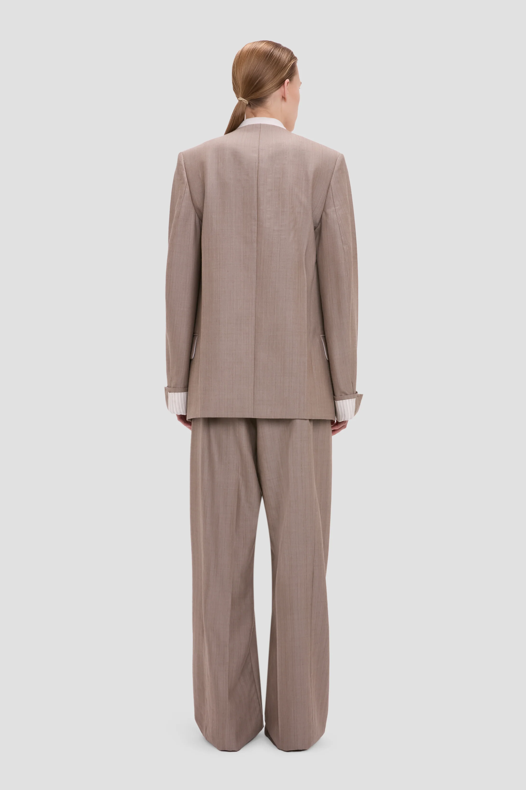 Collarless Jacket In Limestone