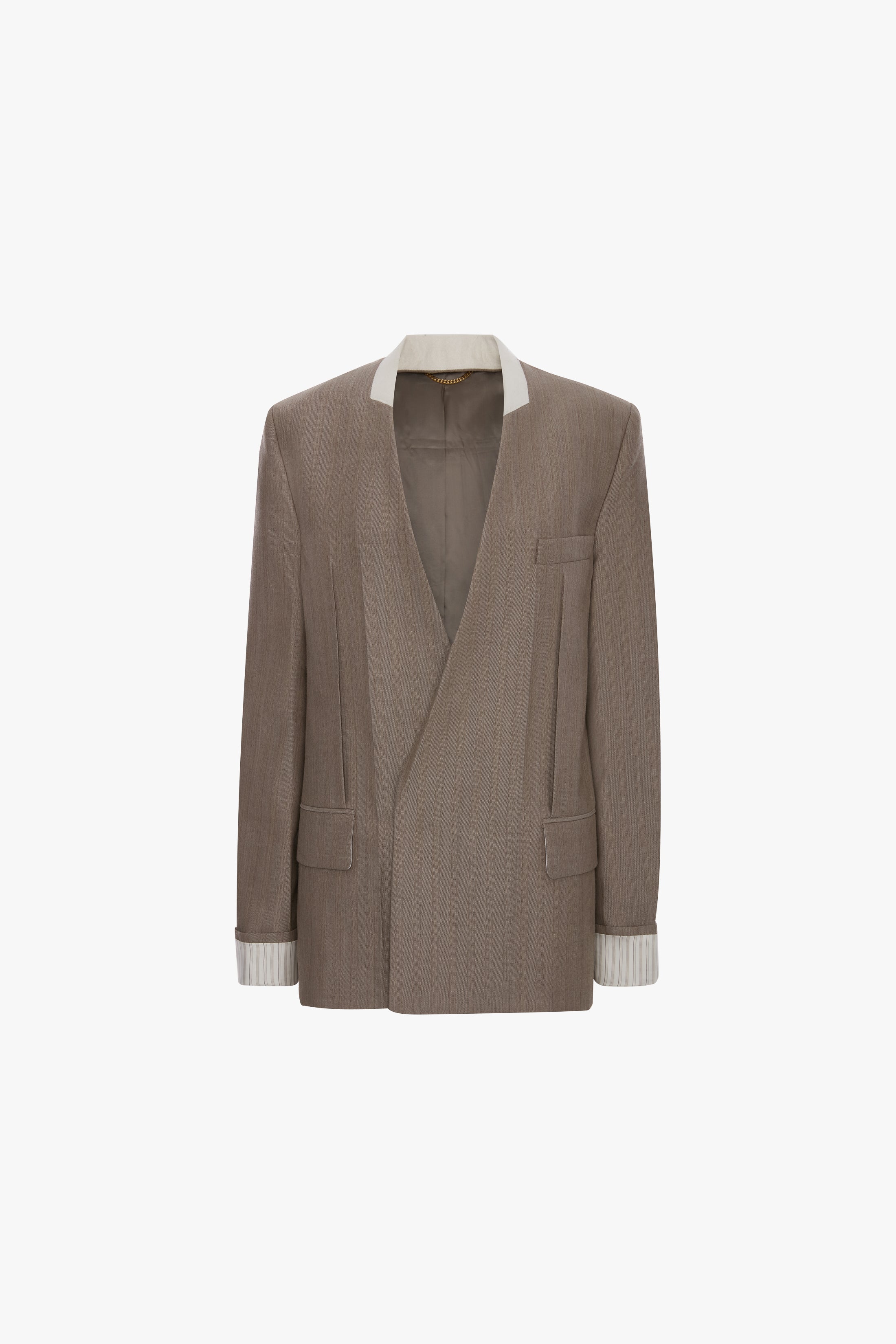 Collarless Jacket In Limestone
