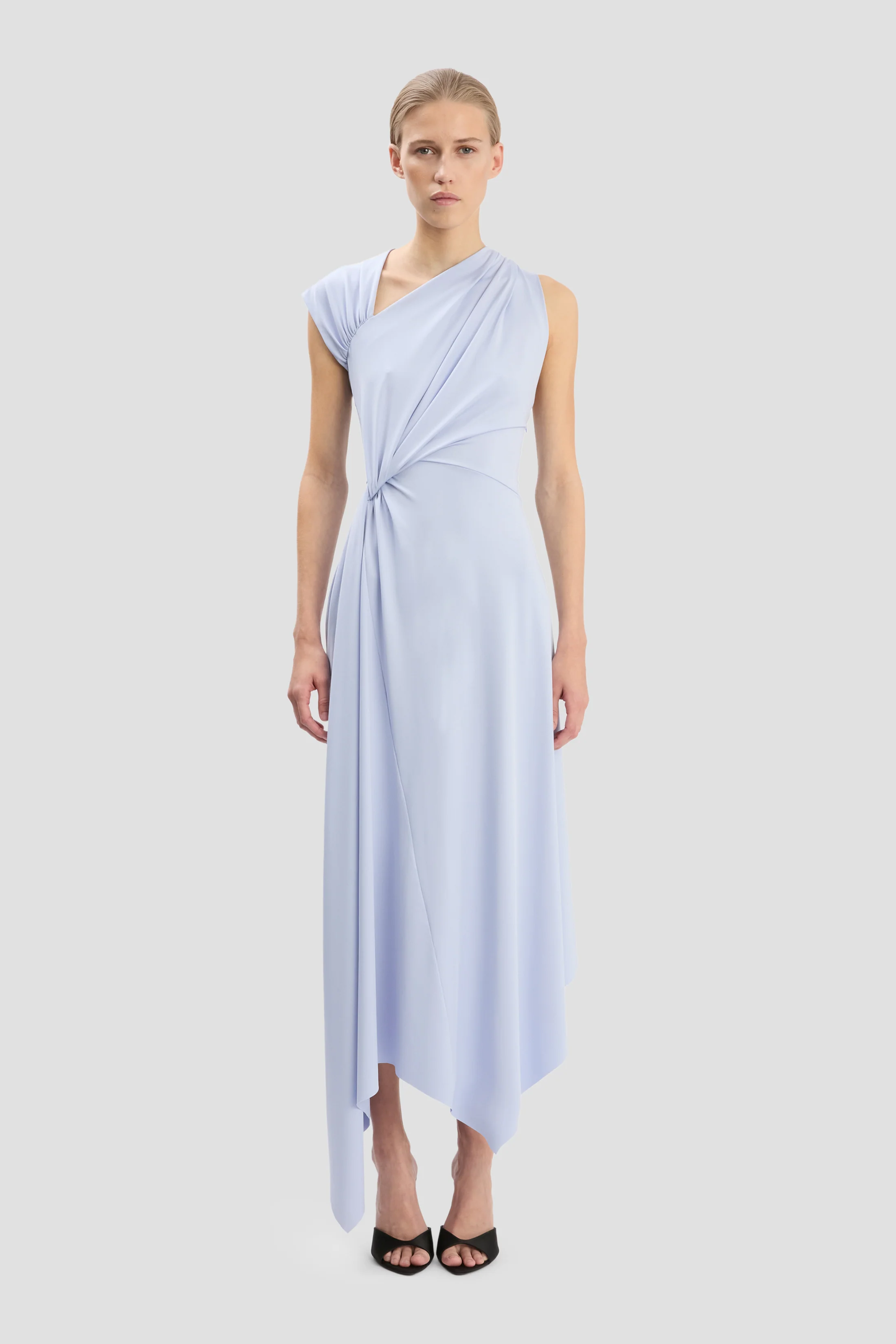 Cap Sleeve Midi Dress In Cloud Blue