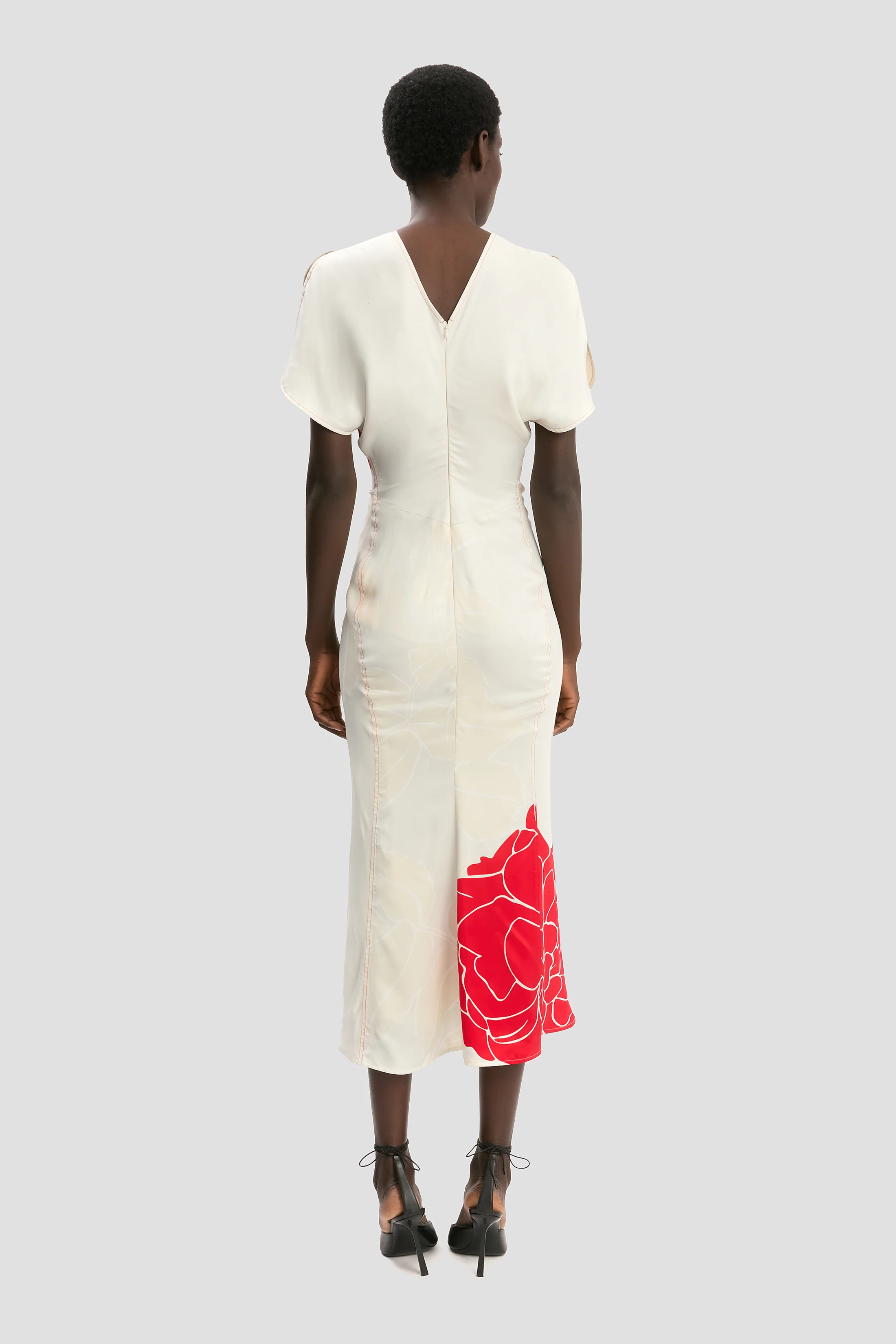 Bela Midi Dress In Red Floral Print