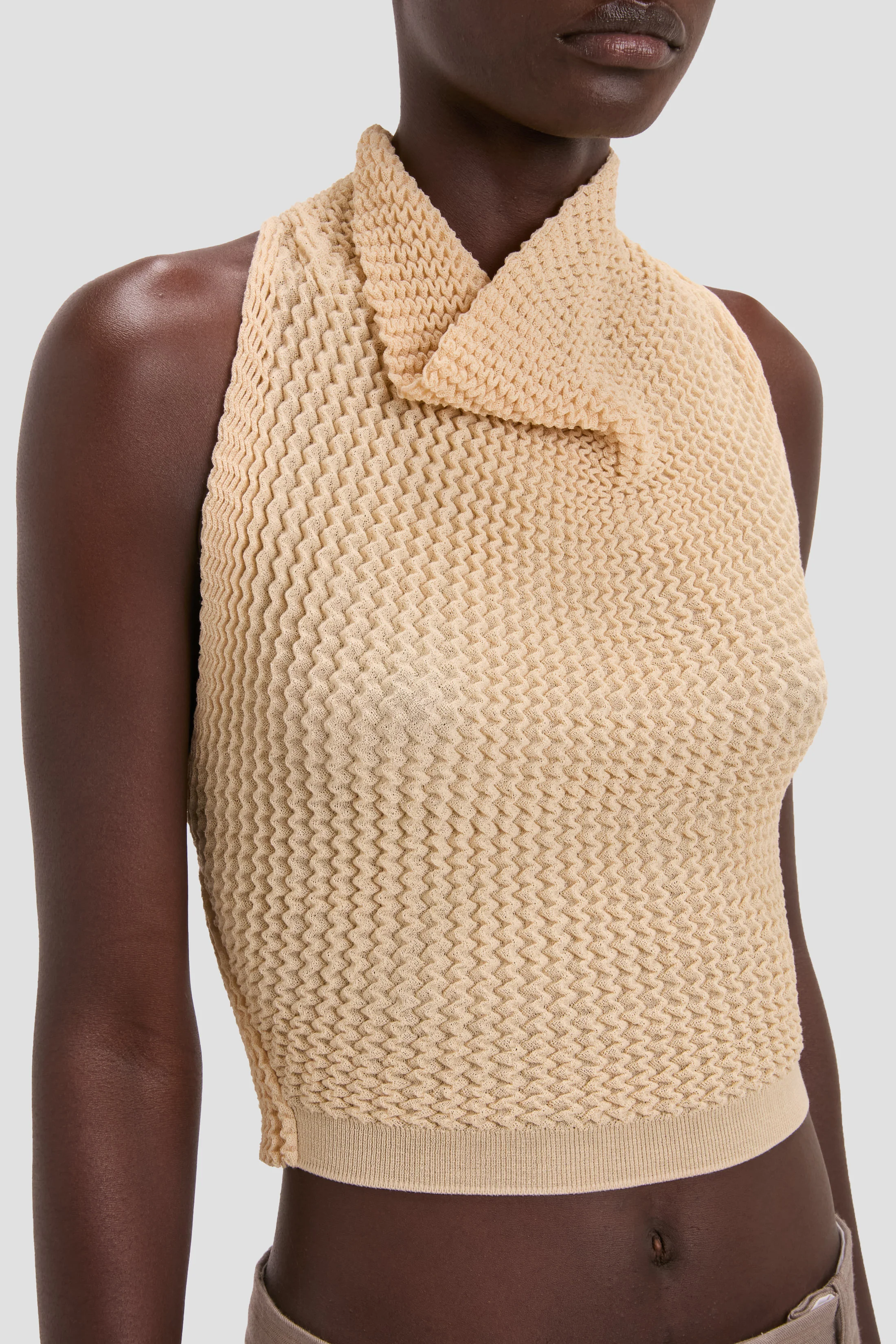Draped Sleeveless Top In Sandstone