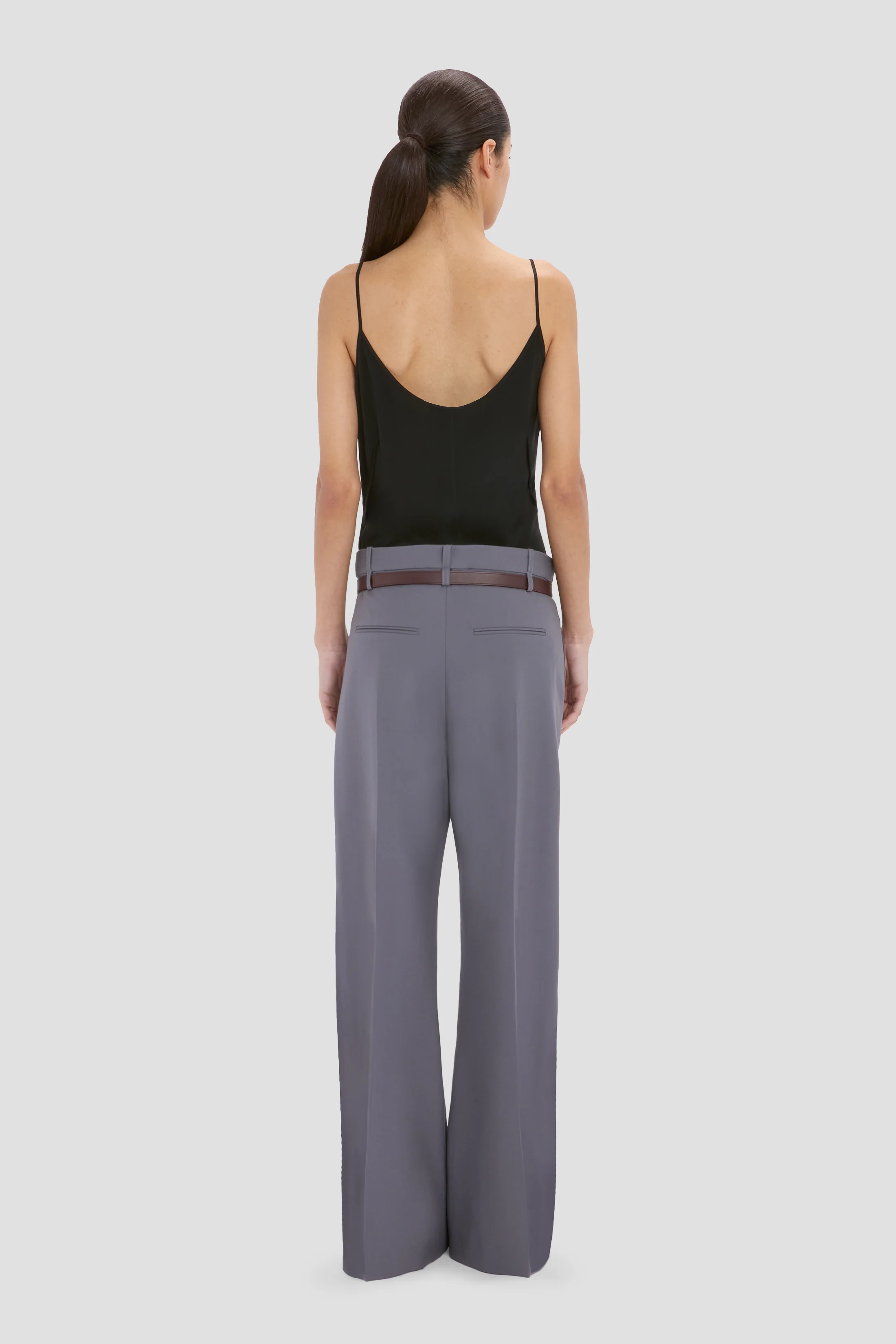 Straight Leg Folded Trouser In Flint