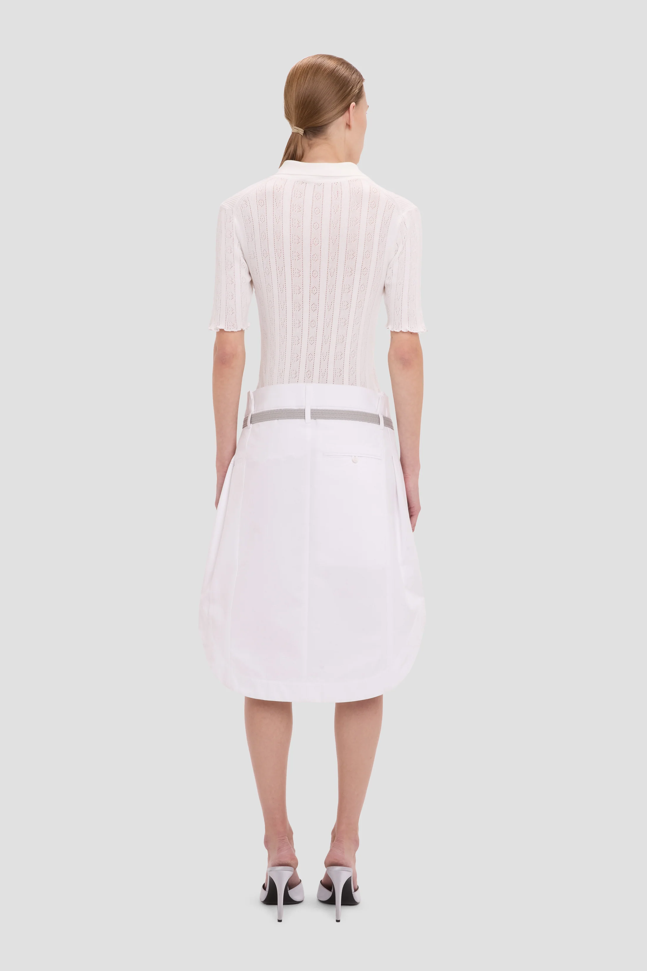 Frill Polo Top In White