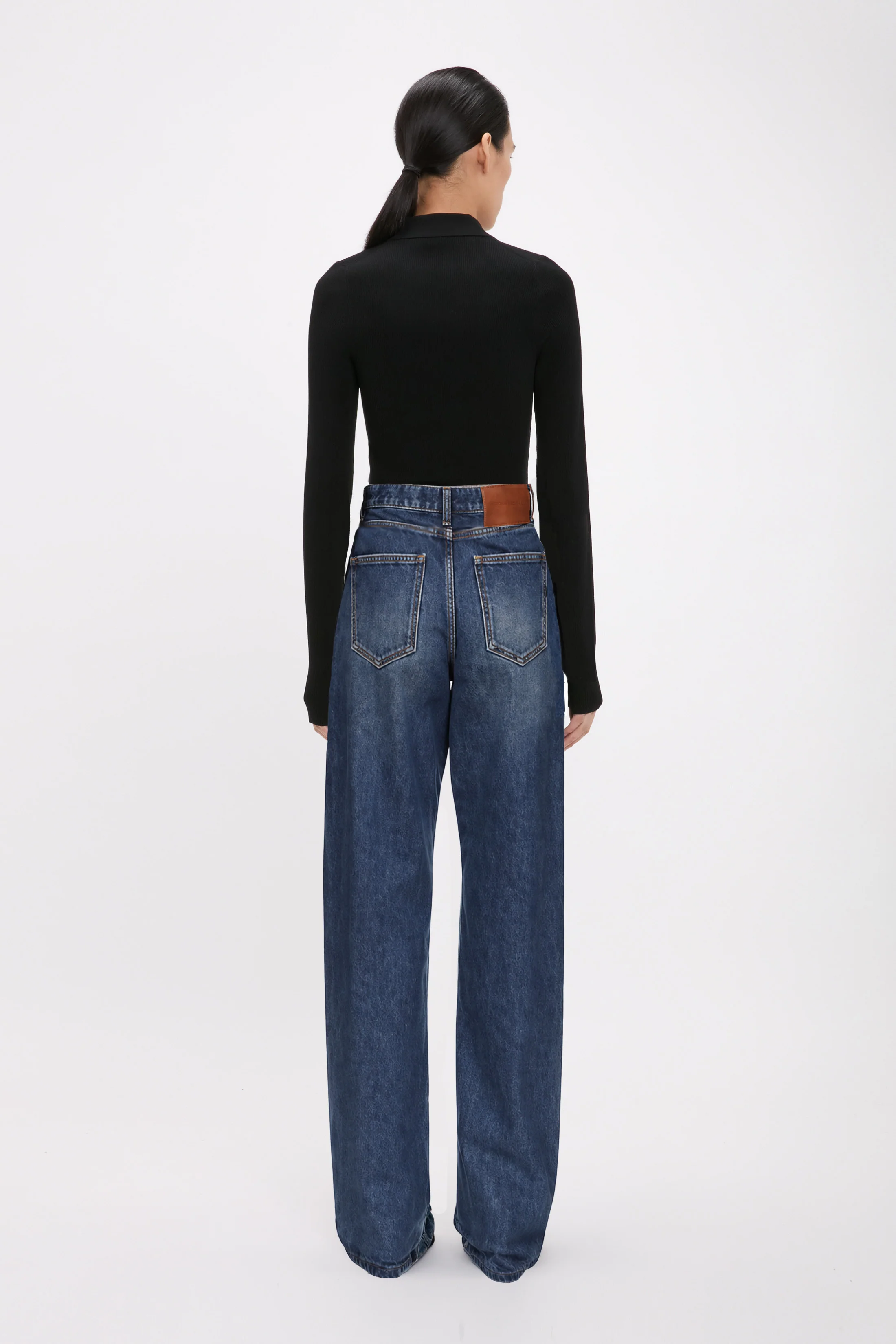 High Waist Jean In Mid Blue Wash
