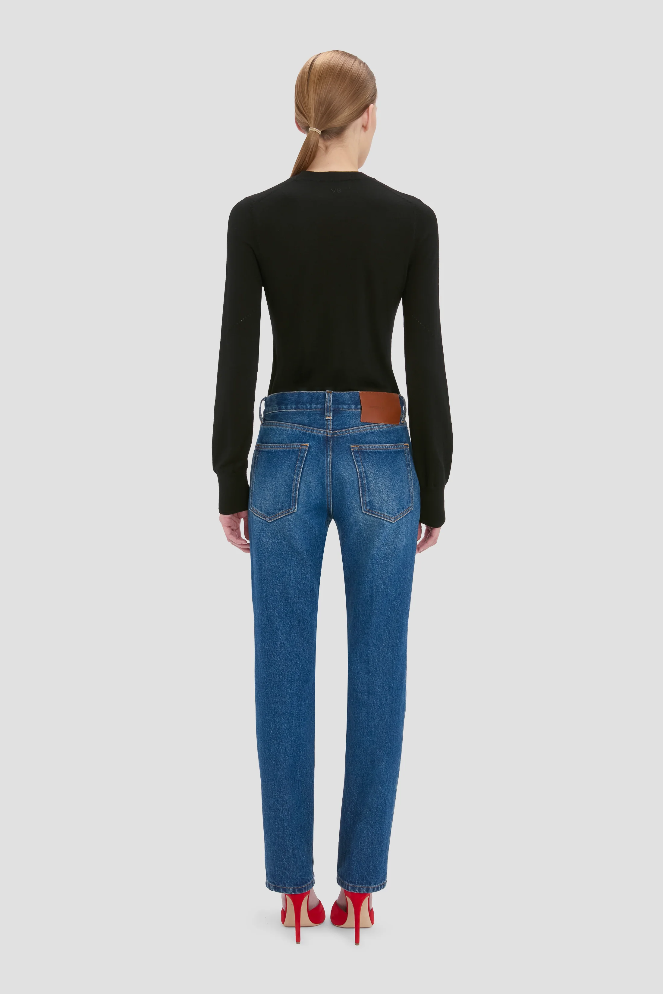 Low Waist Jean In Mid Blue Wash