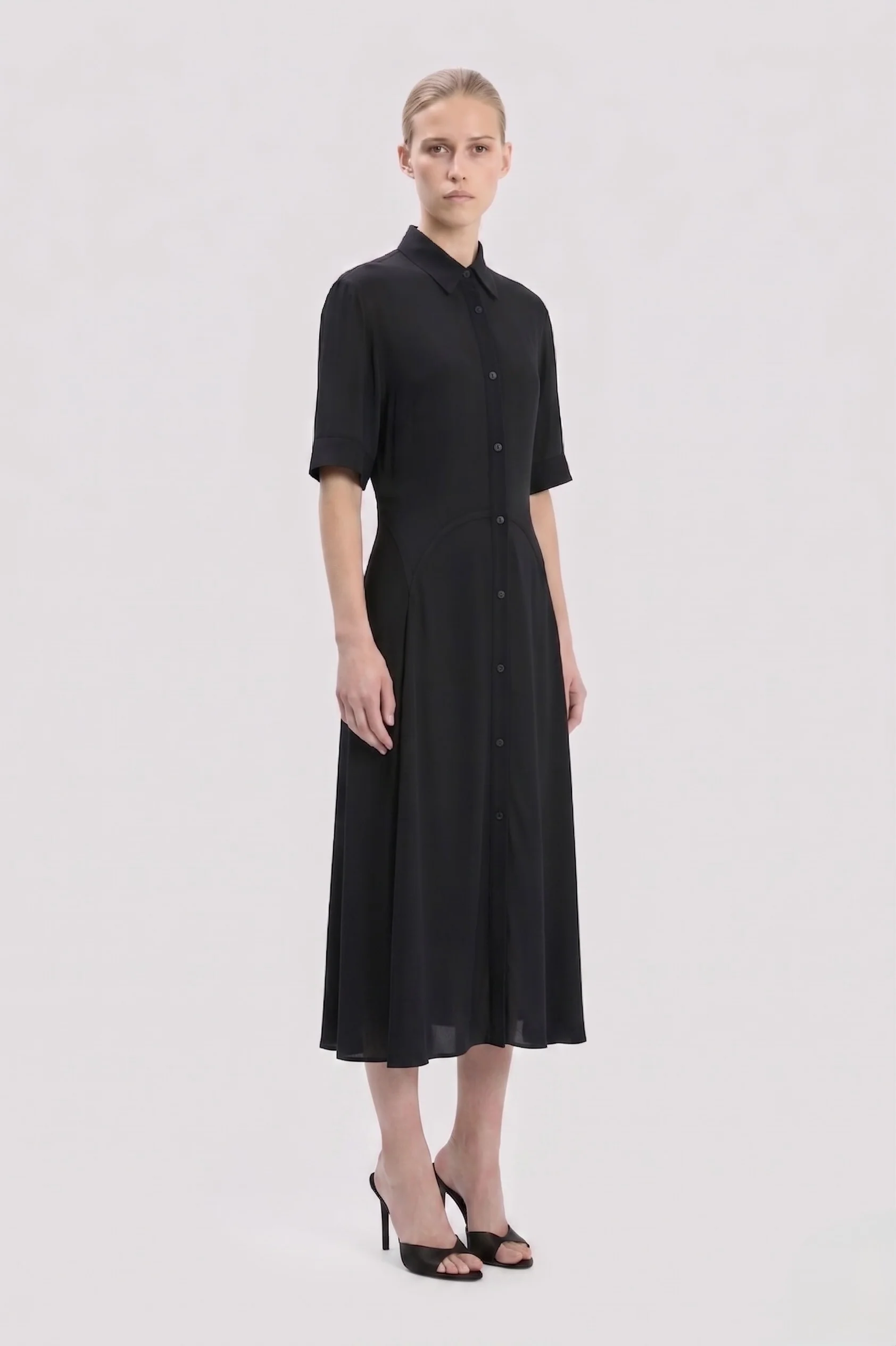 Panelled Midi Dress In Black