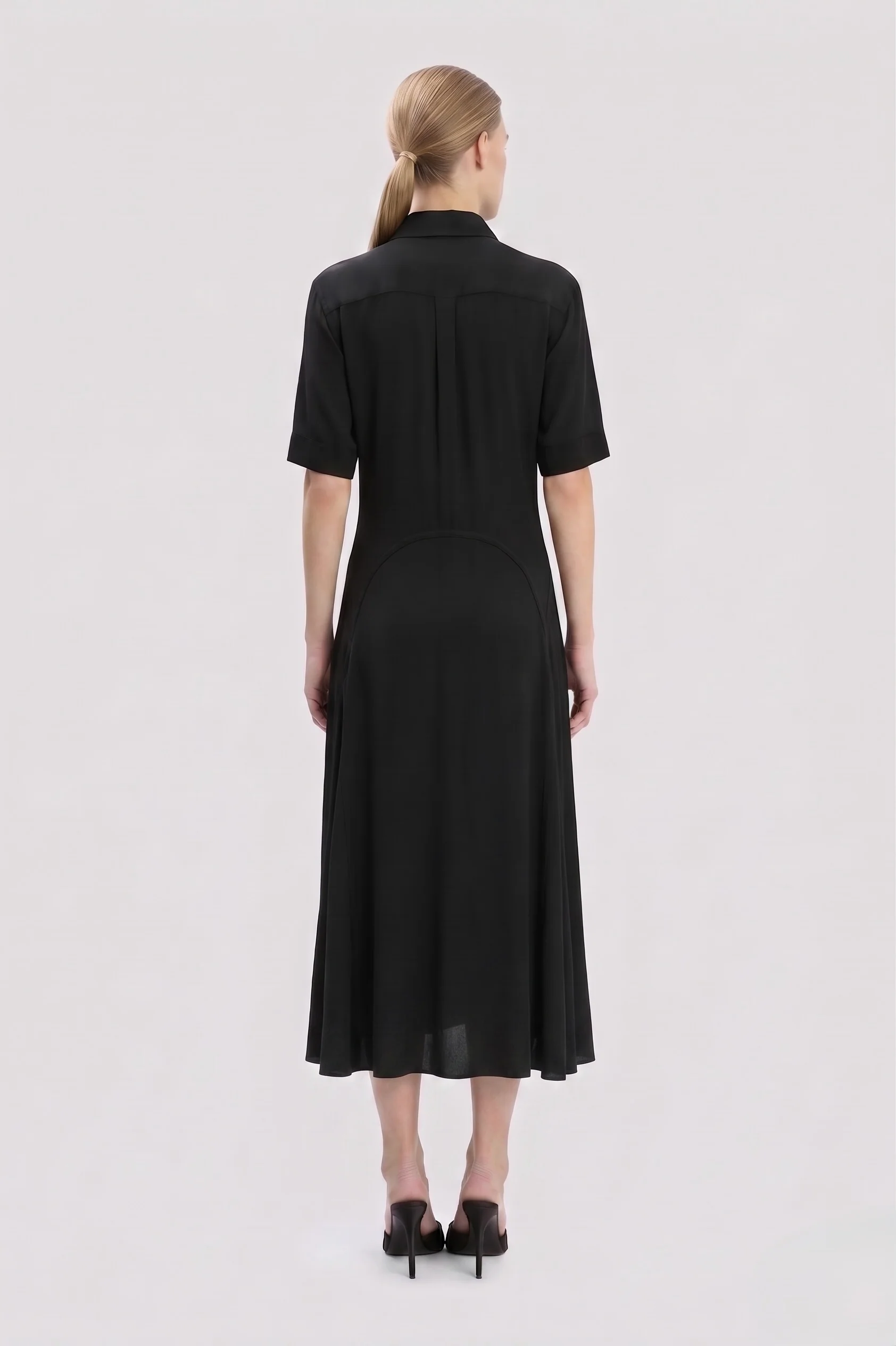 Panelled Midi Dress In Black