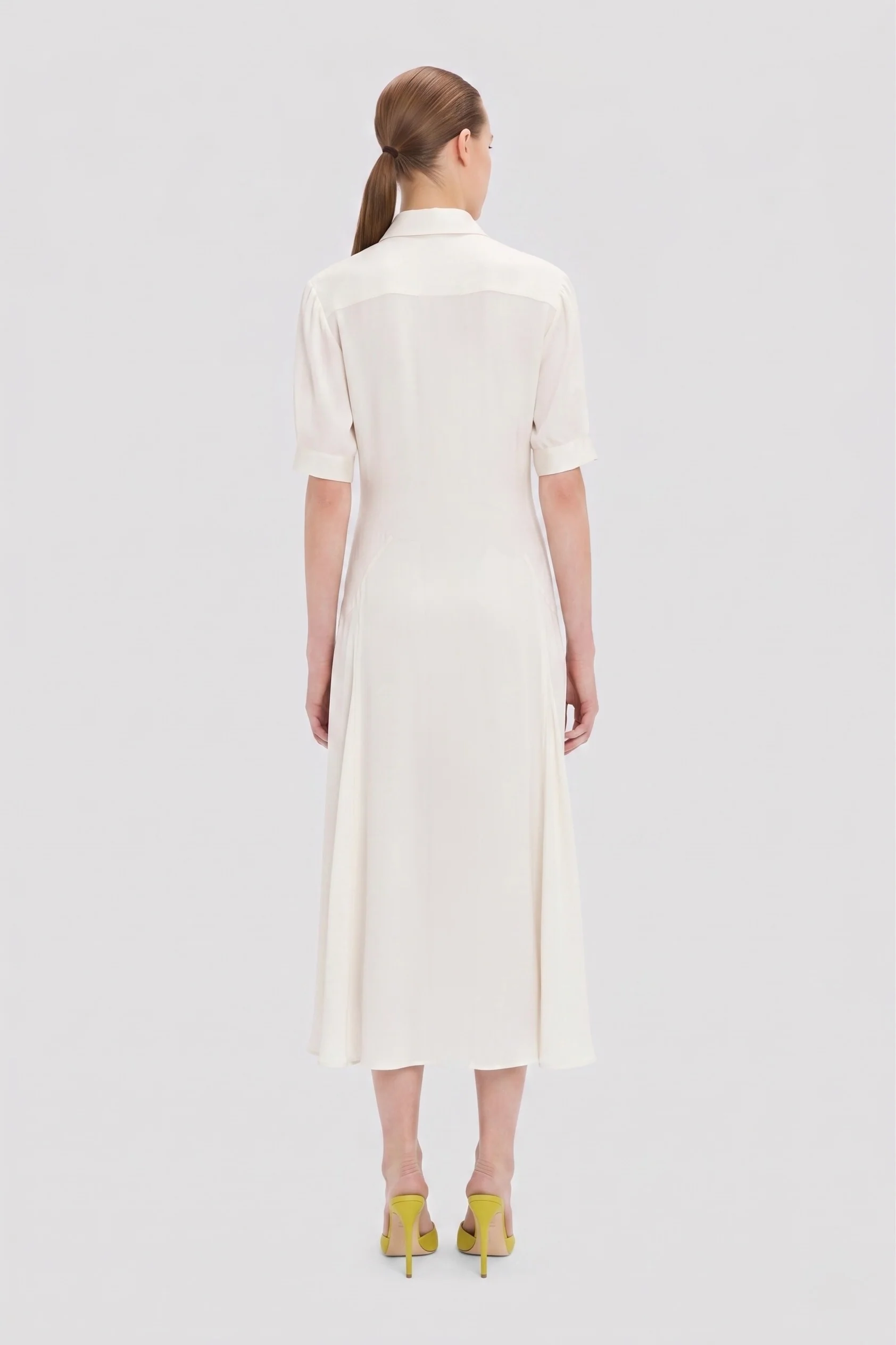 Panelled Midi Dress In White