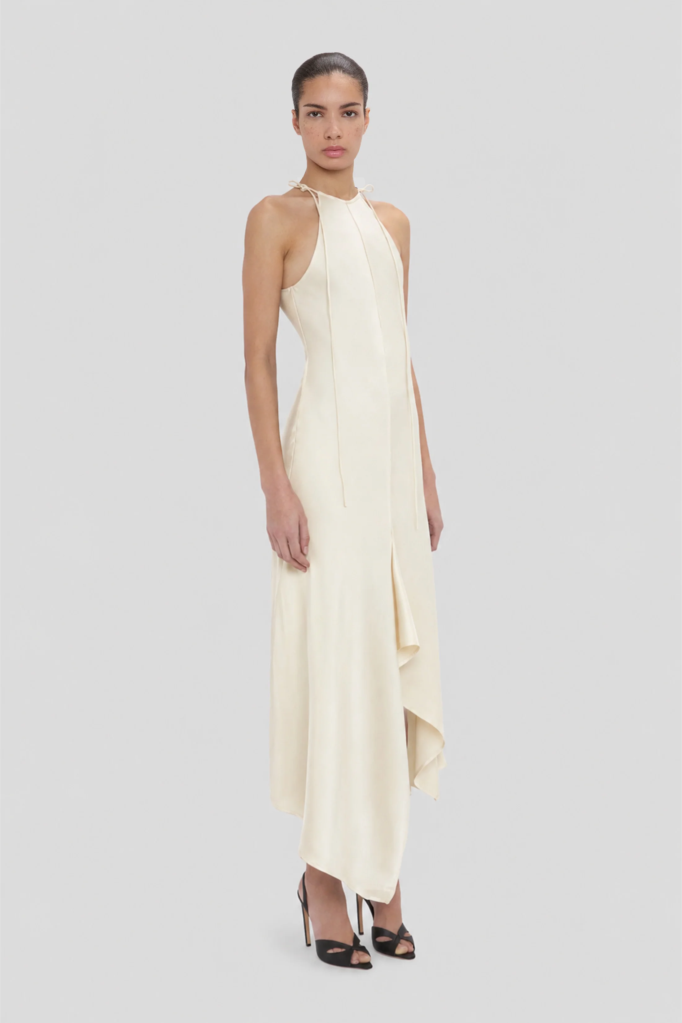 Halter Neck Midi Dress In Elderflower