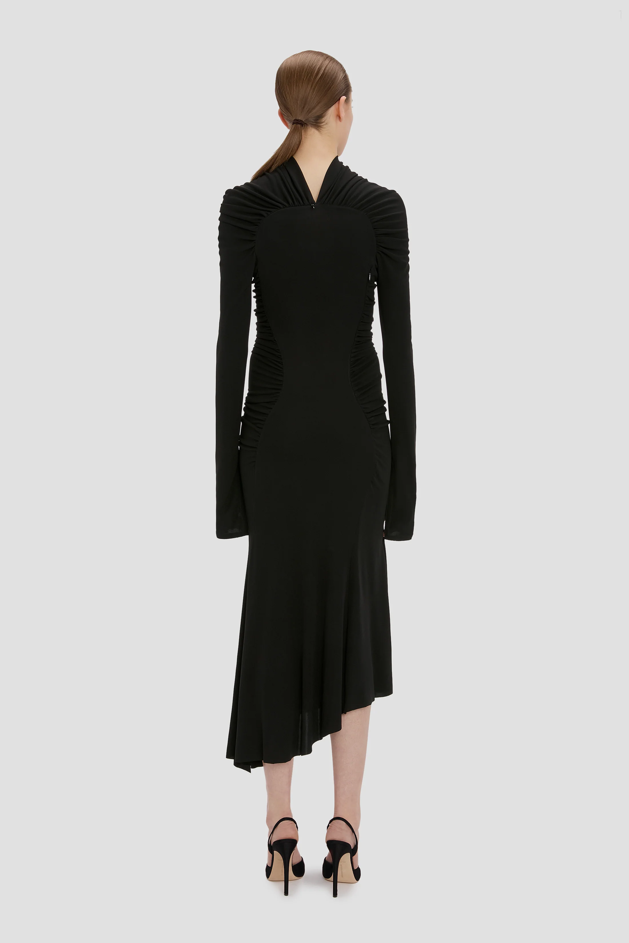 High Neck Midi Dress In Black