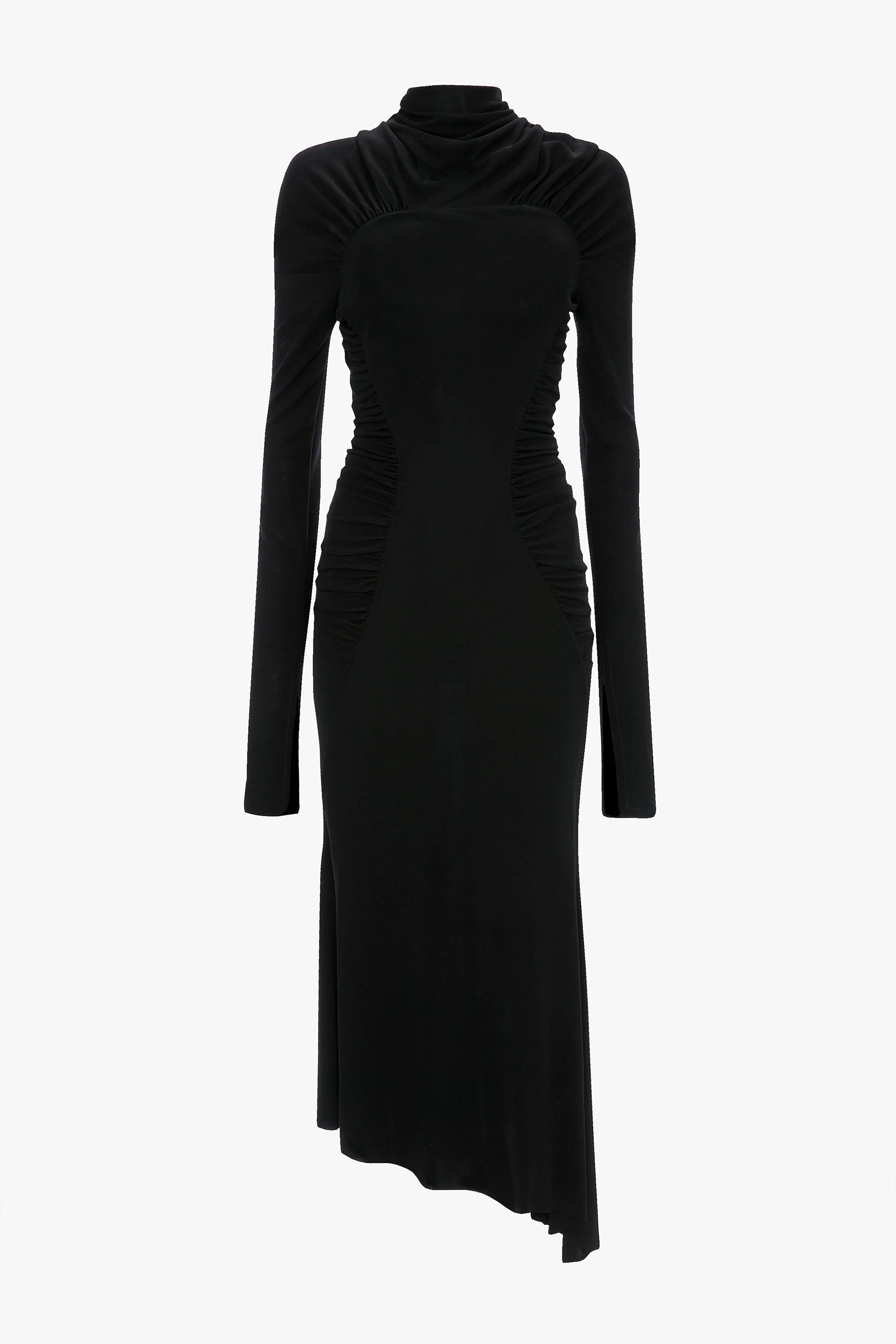 High Neck Midi Dress In Black