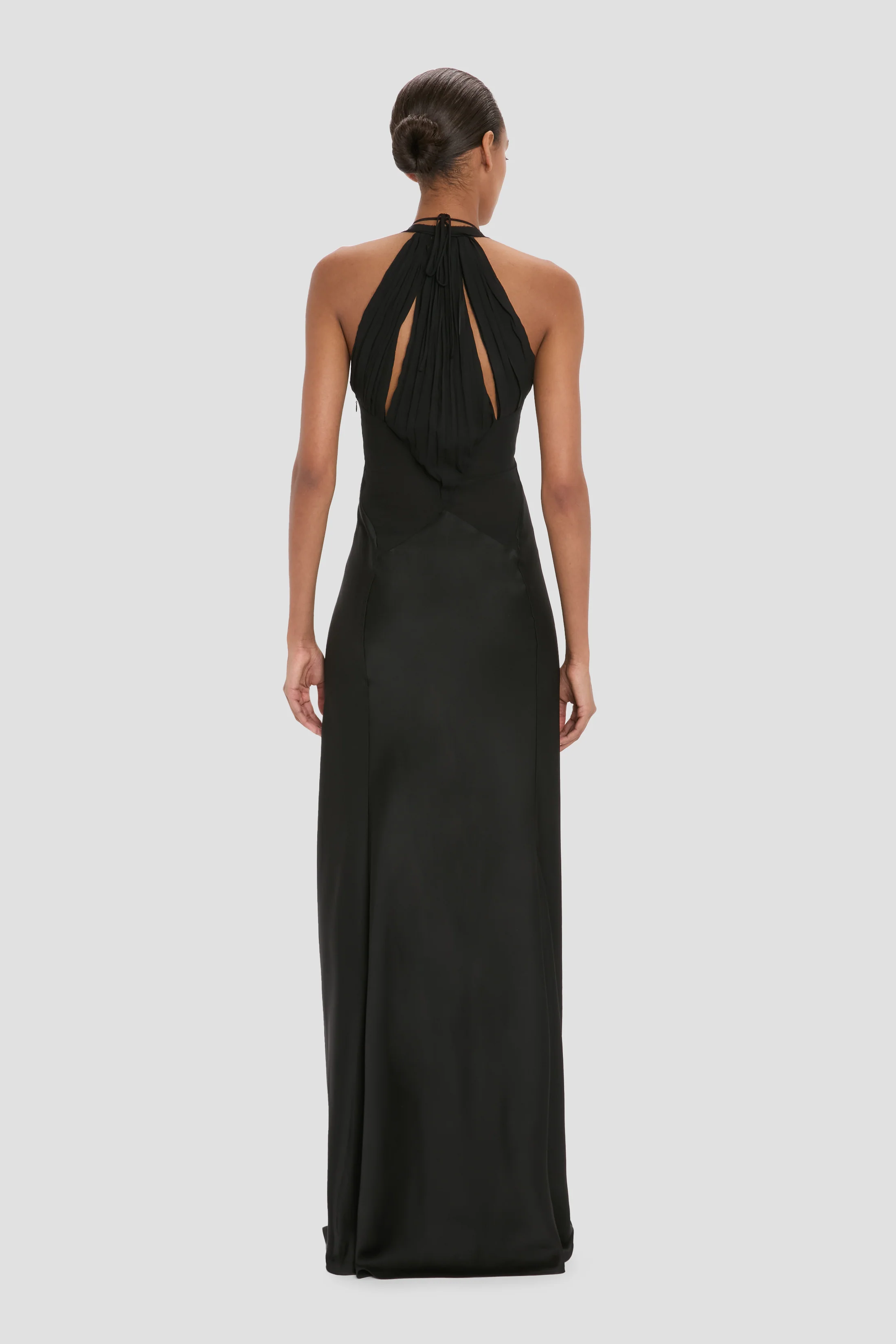 Panelled Cami Gown In Black
