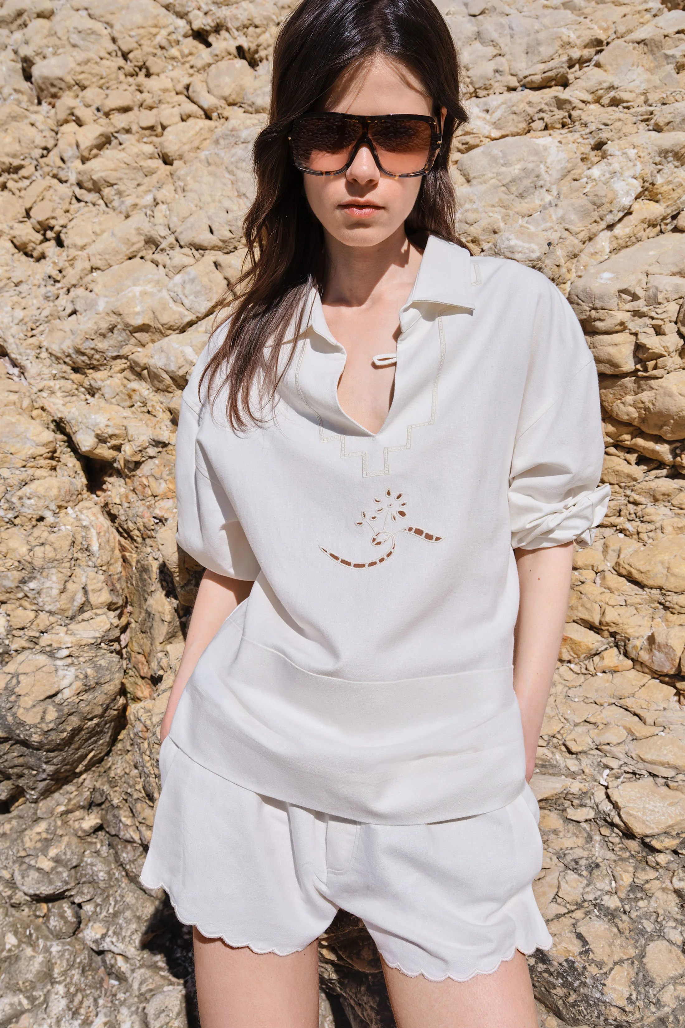 Embroidered Tunic In White