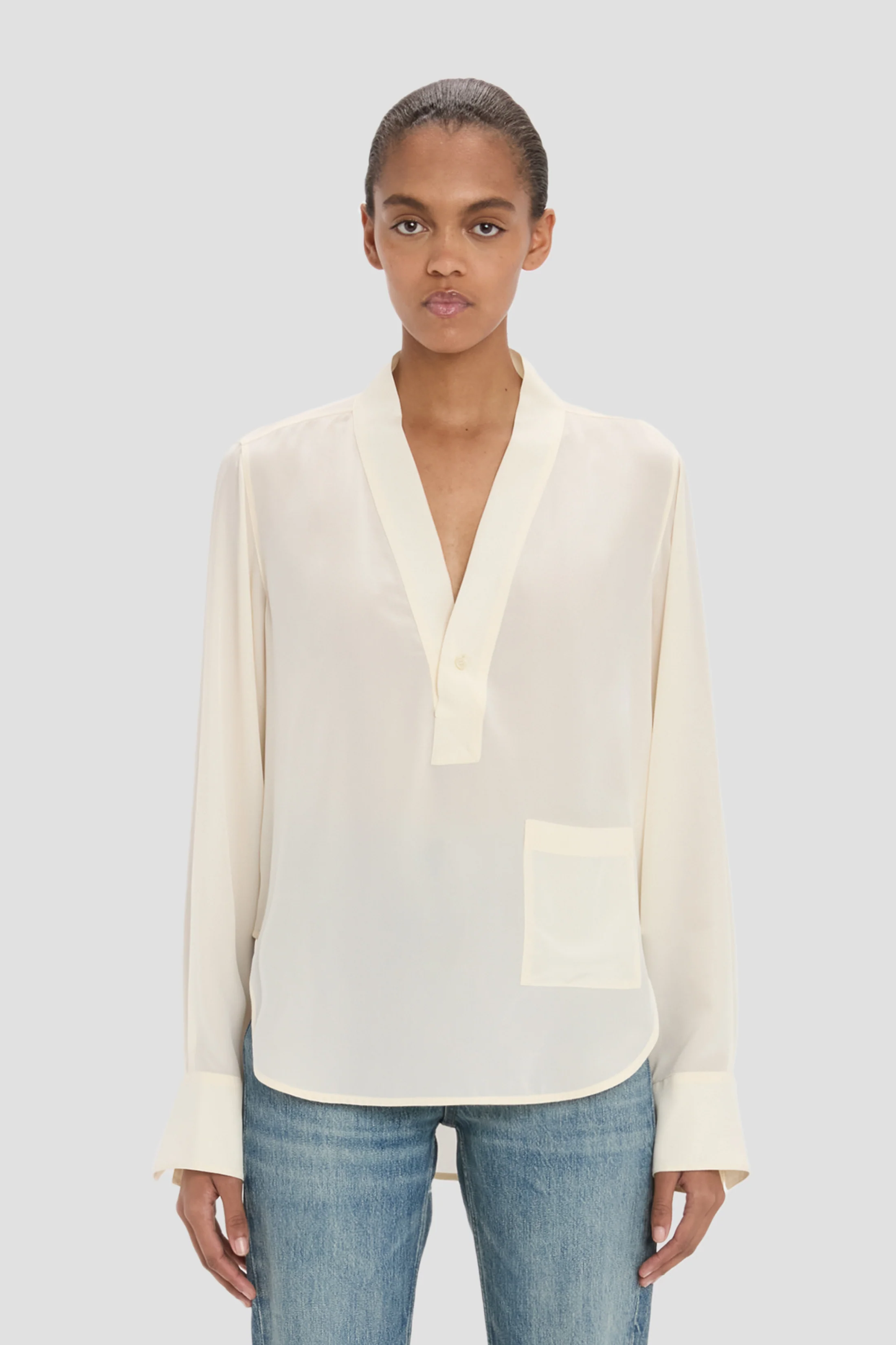 737-v-neck-blouse-in-ivory-1.webp V-Neck Blouse In Ivory