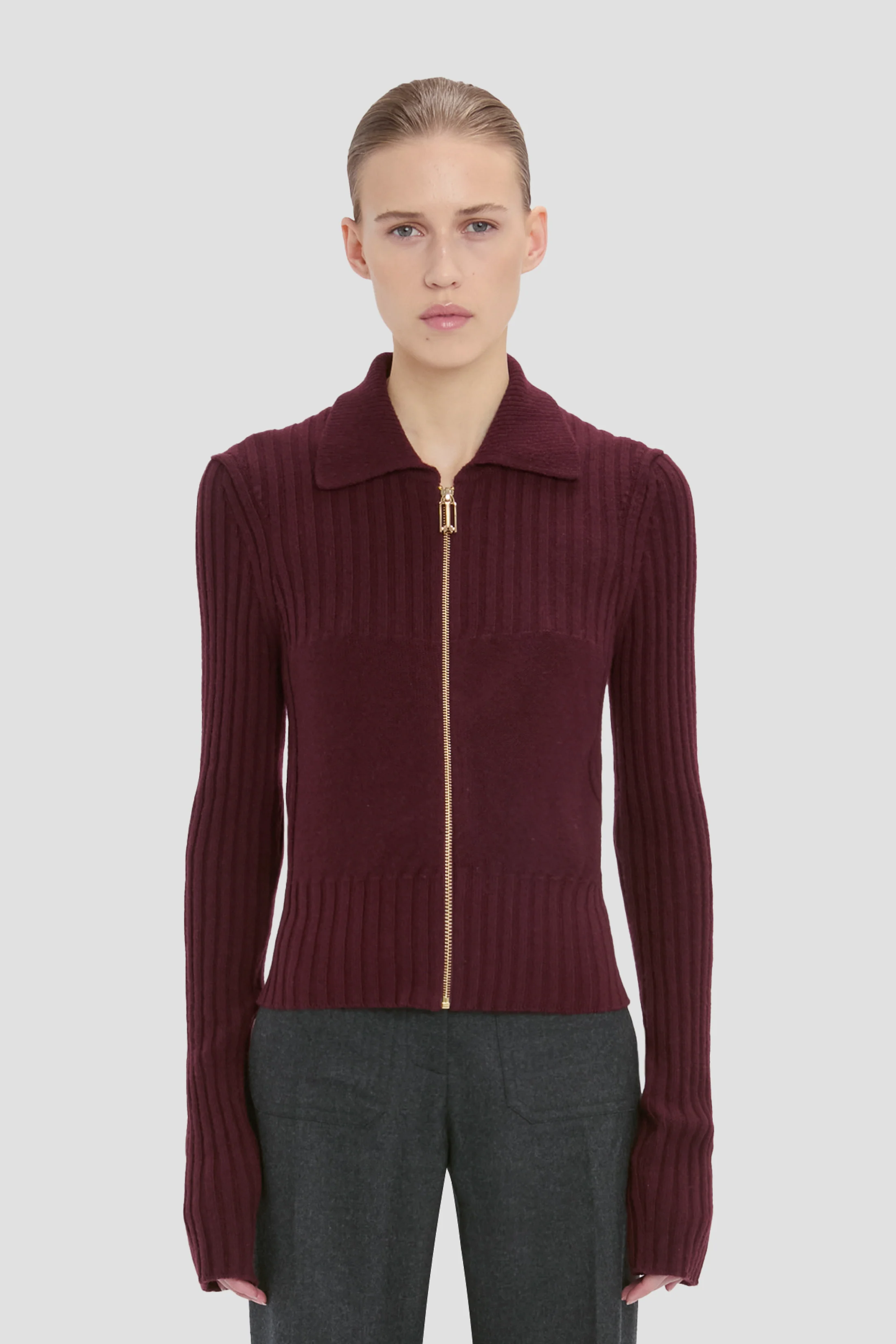 Zip Jumper In Acai